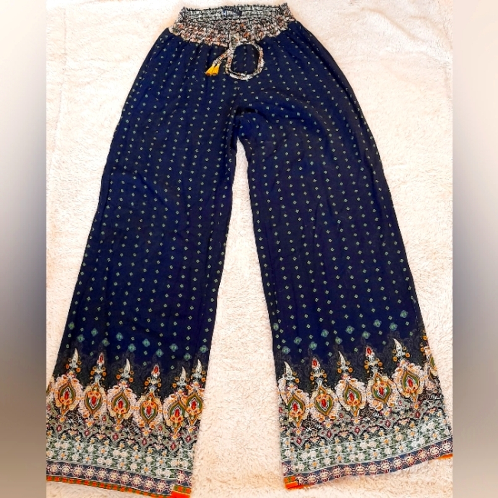 Boom Boom Jeans Wide Leg Tassel Pants M EUC
